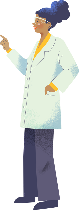 Stippled Blocky Female Scientist